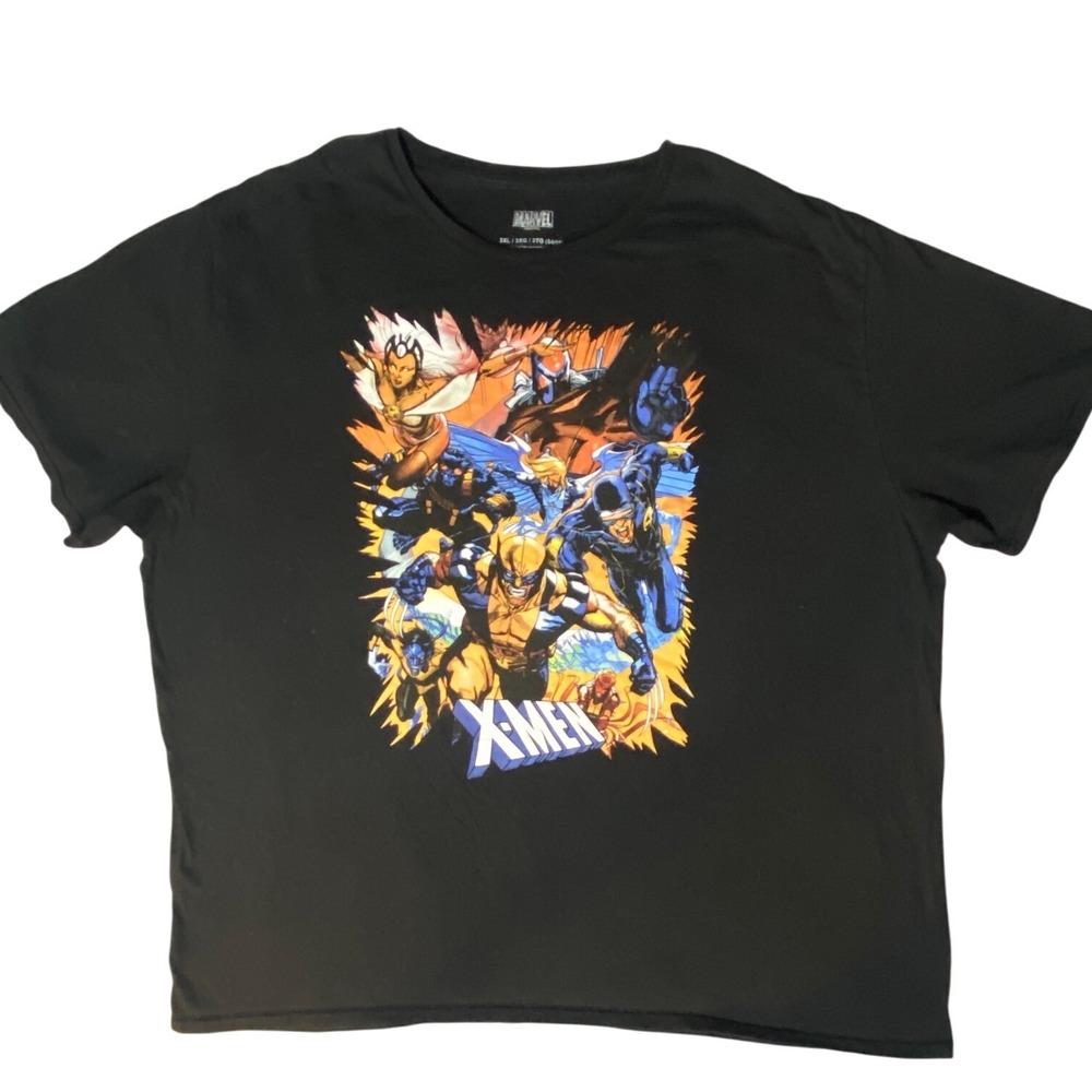 Marvel X-Men Graphic T-Shirt Mens 3XL Black Wolverine Cyclops Storm Crew Neck